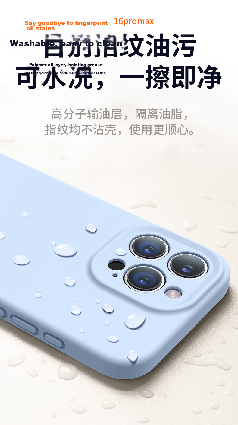Nai Xiaoya Apple iPhone 16 Pro Max Case, Full-Coverage Lens Protection, Liquid Silicone Ultra-Thin Shockproof Soft Cover, Simple Style for Men and Women, Graphite Gray 16