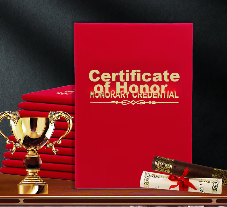 LISON 5903-12K Honor Certificate Cover Velvet Gold Stamping High-End Award Protective Sleeve with Inner Insert 8