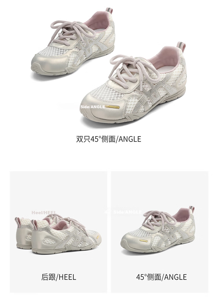 DAPHNE Versatile Derby Shoes Summer New Korean Style Casual Sports Women's Shoes Single Mesh Beige 38 17