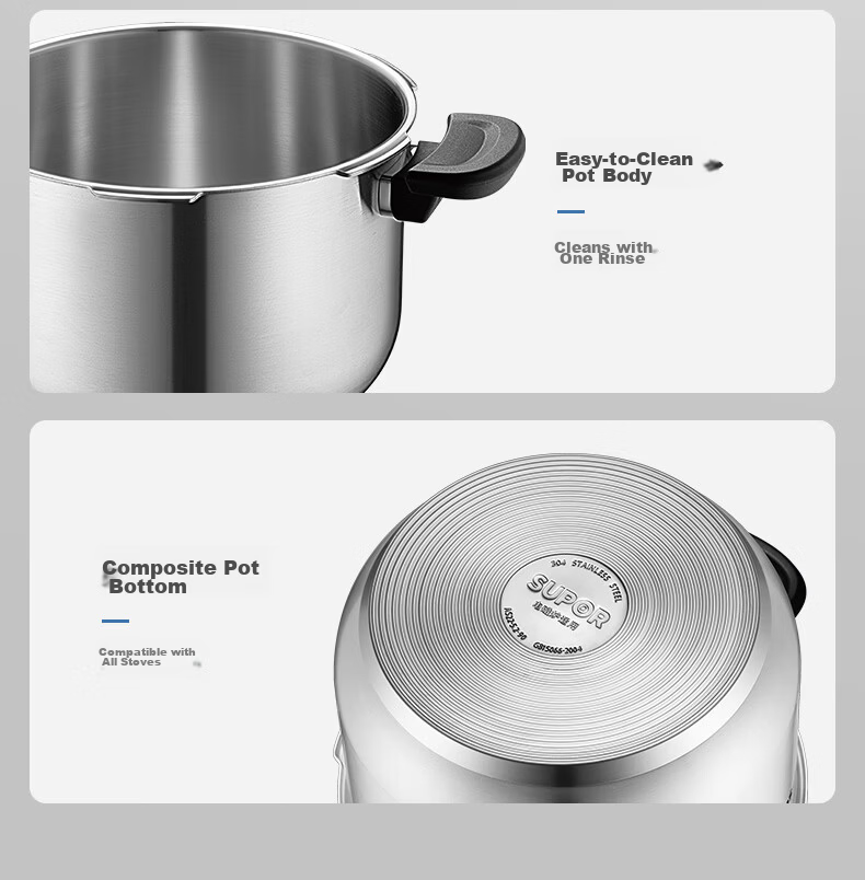 SUPOR Blue Eye 304 Stainless Steel Pressure Cooker, 22cm High Pressure Cooker, Compatible with Gas And Induction Stoves, YW22S1 28