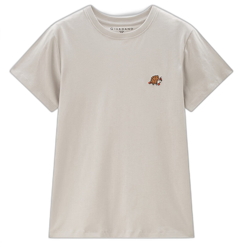 Giordano Women's Short-Sleeve T-Shirt, Summer Pure Cotton Tee, Small Embroidery, Round Neck, Casual Top, 13324321