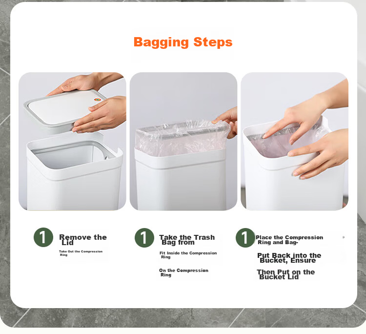 Jiabangshou Lidless Trash Can, 9L Large Capacity, for Office, Dormitory, Home Use, Living Room, Kitchen, Bathroom, 2026 Model 14