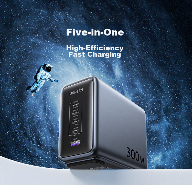 UGREEN 500W GaN Charger Desktop Charging Station, 240/140W/Type-C/PD/PPS Fast Charging Head, Suitable for Apple 18/17 MacBook Pro Laptops 18