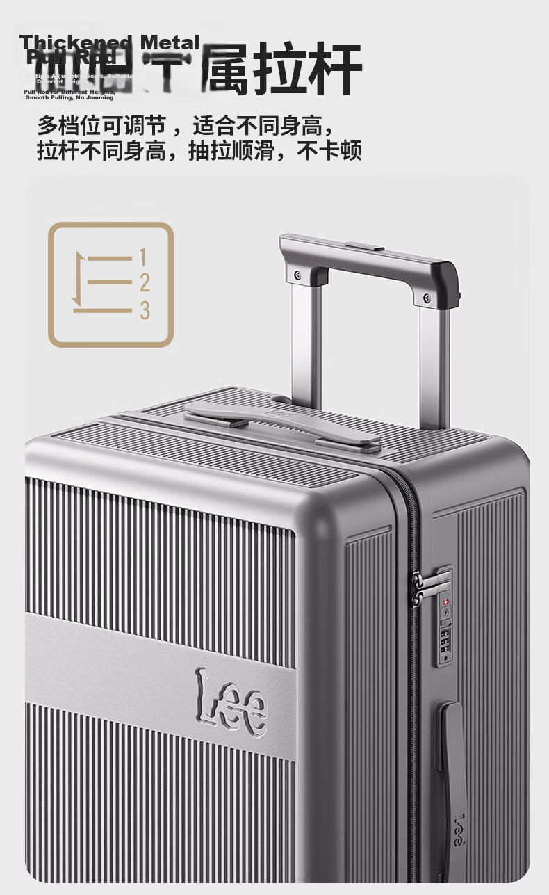 Lee High-Quality Large-Capacity Thickened Suitcase, Trolley Case, Travel Luggage, Password Lock Box, Aurora White, 28 Inches 14