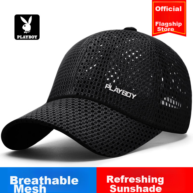 PLAYBOY Men's Summer Mesh Baseball Cap Breathable Sunshade Duckbill Hat Travel Fashion Outdoor Sun Hat