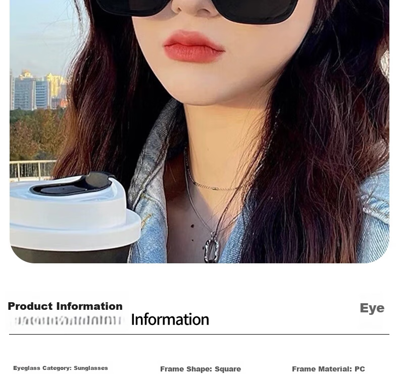 HB Sunglasses-1757 Black Frame Unisex Large Face Slimming Driving UV Protection GM Sunglasses 2