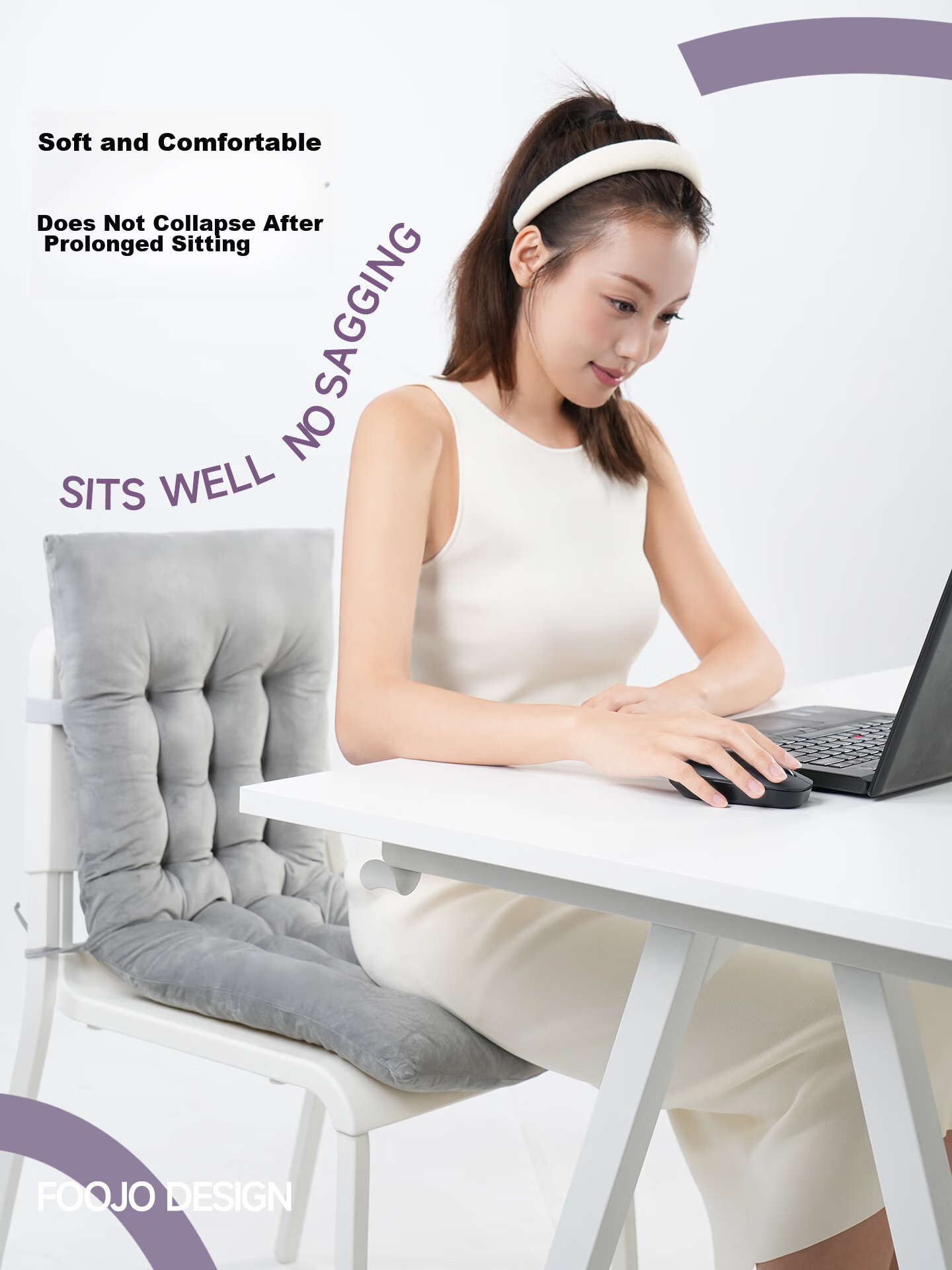 Fuju Thickened Autumn Winter Integrated Seat Cushion Backrest Chair Pad Office Student Car Seat Cushion 40*80cm 2