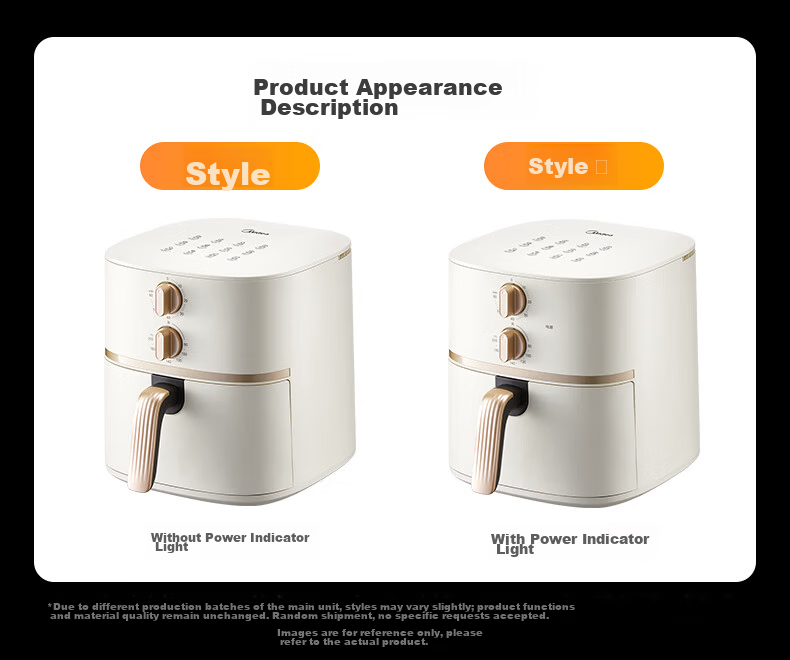 Midea 5.3L Air Fryer Oven Combo Multifunctional Household Air Fryer with Hot Air Baking Metal Interior KZE535J5 JD Self-operated 27