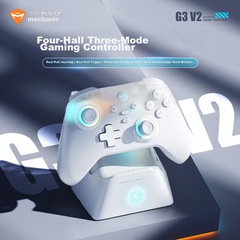 Machinist G3V2 White Set Wireless Controller Four-Hall Gamepad Switch 2 Controller Xbox-style Bluetooth Support for Android Apple iPhone PC TV