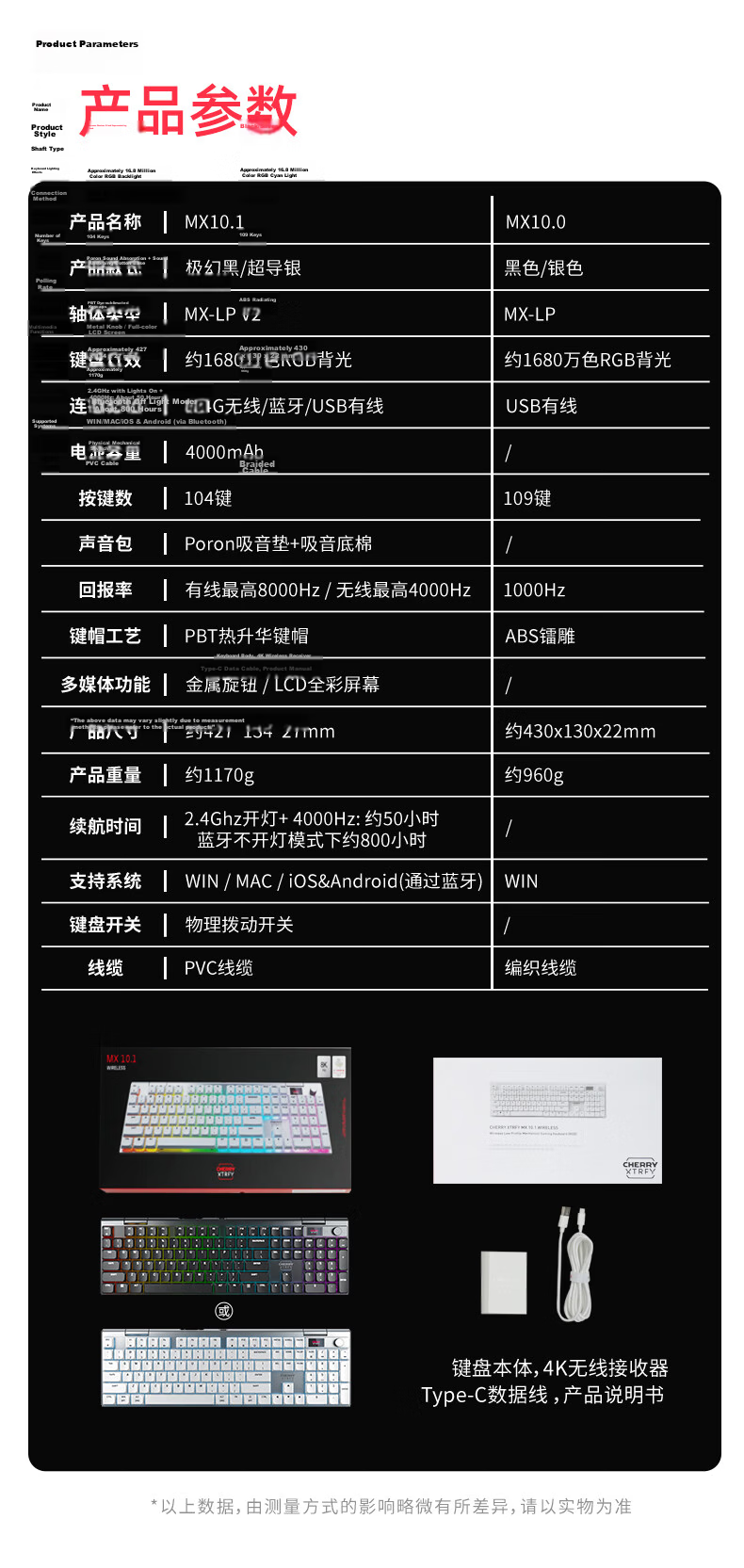 CHERRY MX10.1 Low-Profile Mechanical Keyboard, Bluetooth Wireless 104-Key Keyboard, E-Sports Gaming, RGB Lighting Effects, Ultra-Thin Body, Alloy Shell 14