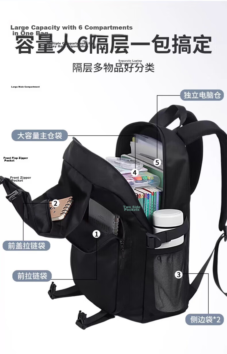 Warrior Backpack Men's Casual Water-Resistant Laptop Travel Bag Large Capacity School Bag for High School, Middle School, and College Students 7