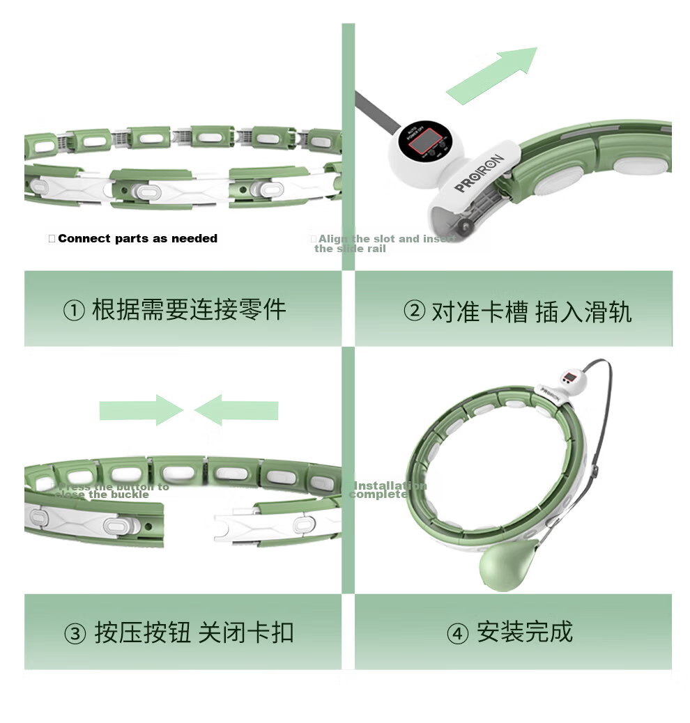 PROIRON Hula Hoop Weighted Waist Slimming Smart Counting Adult Detachable Low Noise Green 24
