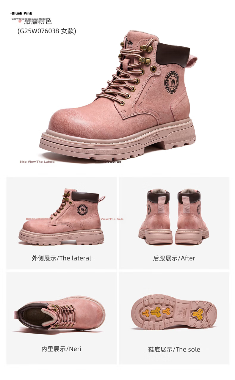 CAMEL Wang Junkai Edition Martin Boots High-top Outdoor Work Yellow Boots Men GE122W7757T Golden Yellow 42 48