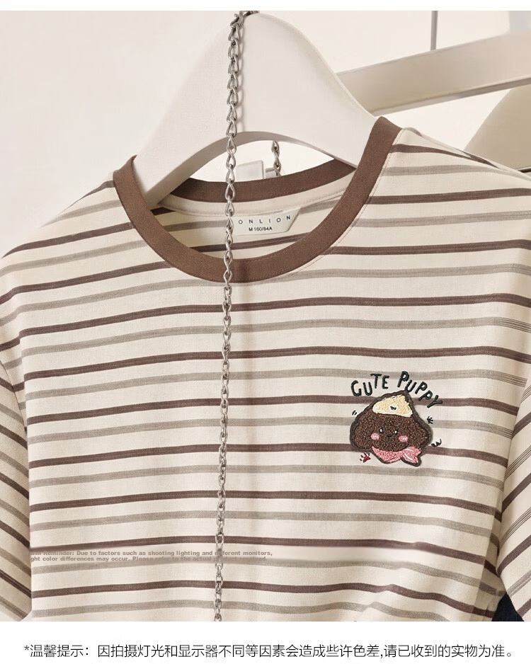 TonLion 2026 Summer New Women's Short Sleeve T-Shirt Casual High-End Summer Striped Loose Top 6