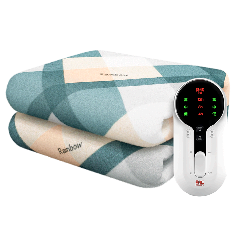 Rainbow [High Temperature Power-Off] Double-Person Timed Dual-Temperature Dual-Control Anti-Mite Plush Electric Heating Blanket Mattress Pad 2.0*1.8 Meters