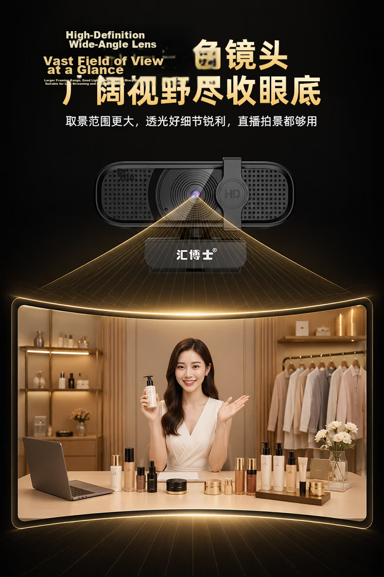 Huiboshi Live Streaming Camera, 4K HD Computer Livestreaming Equipment, Photography with Remote Control Green Screen Chroma Key, Specialized for Douyin And Kuaishou, Beauty Filter, Anchor Gift, Large Tripod Stand 8