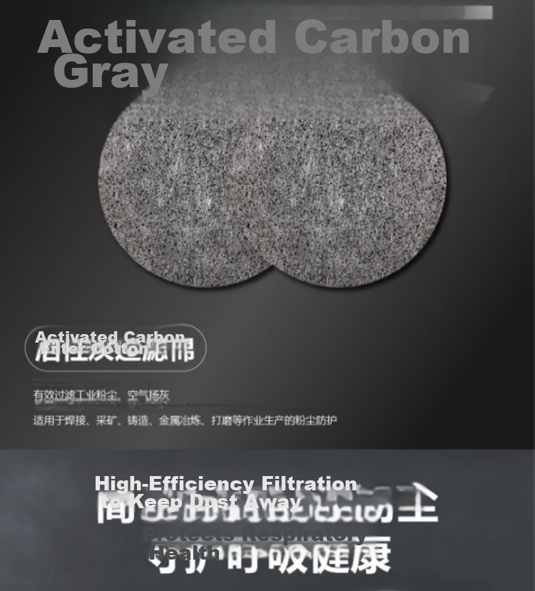 Puda Dustproof Mask Industrial Dust Grinding Welding Renovation Spray Coal Mine 410+2097 (KP100) Activated Carbon Cotton Three-Piece Set 5