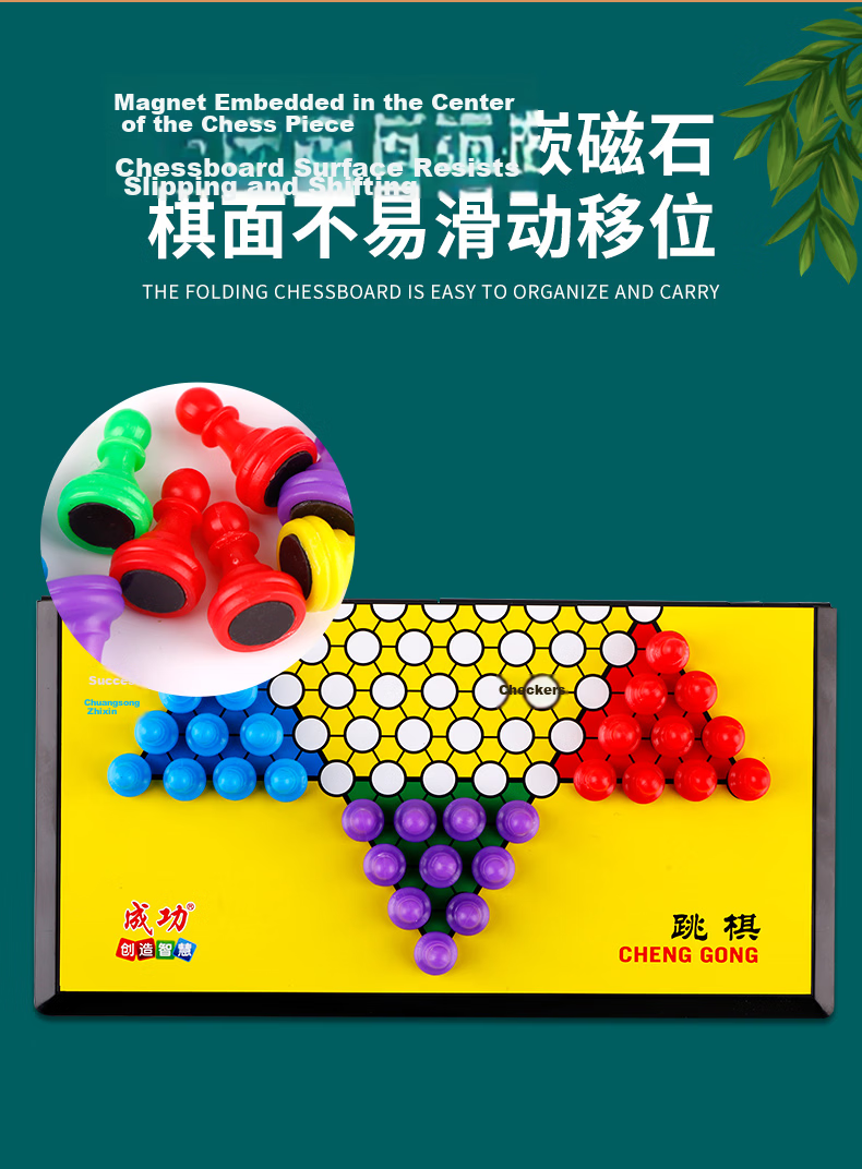 Chenggong Magnetic Checkers, Large Portable Foldable Chessboard with Magnetic Pieces for Children And Adults, Educational Toy Board Game for Elementary School Students 3