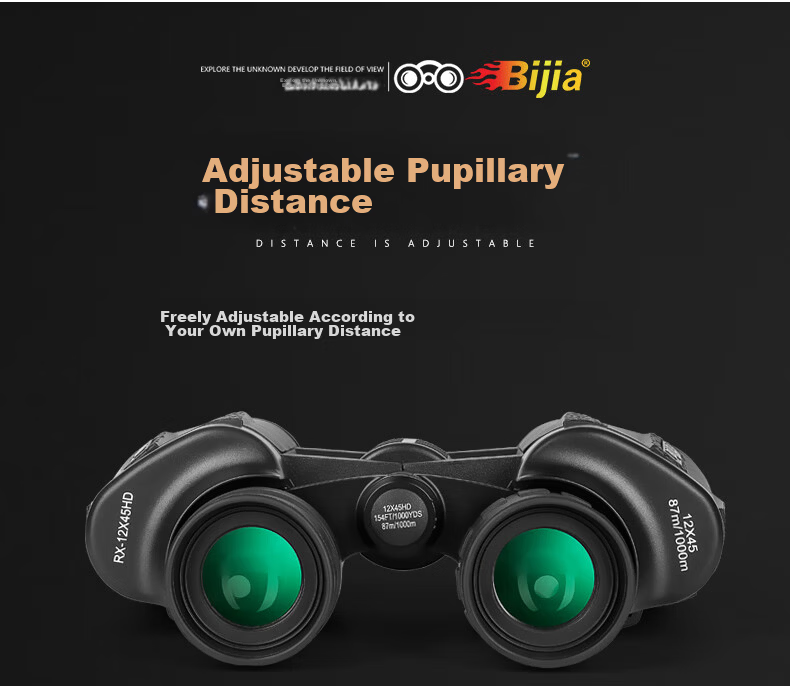 BIJIA 12x45 Binoculars High-Power HD Low-Light Night Vision Waterproof Portable Outdoor Telescope for Concerts 16