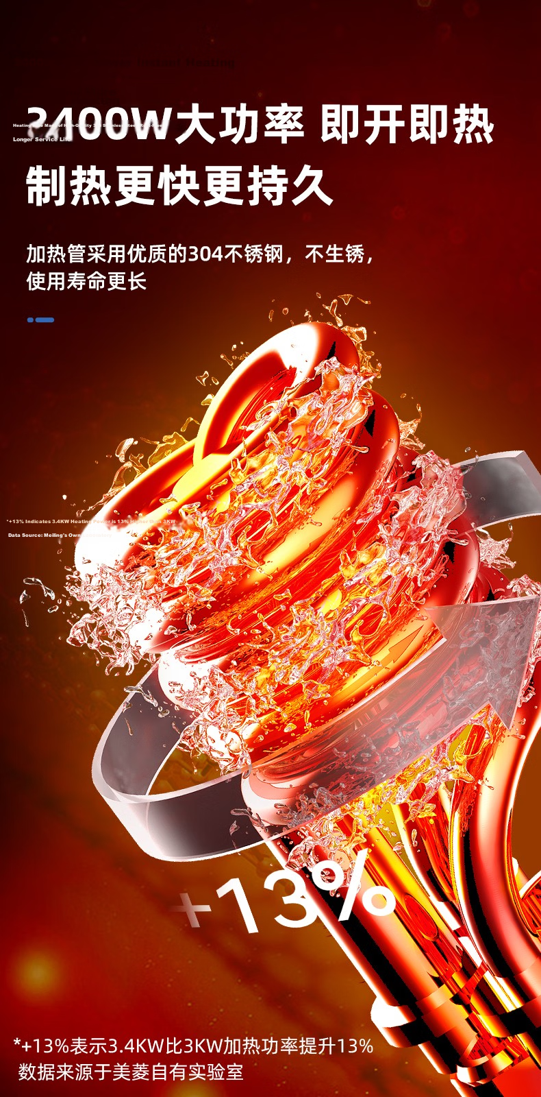 MeiLing Electric Instant Hot Water Faucet Quick Heating Kitchen Heater Plug-and-Play Electric Water Heater Hot and Cold Dual-Use Instant Heater MF-D309 with Leakage Protection 5