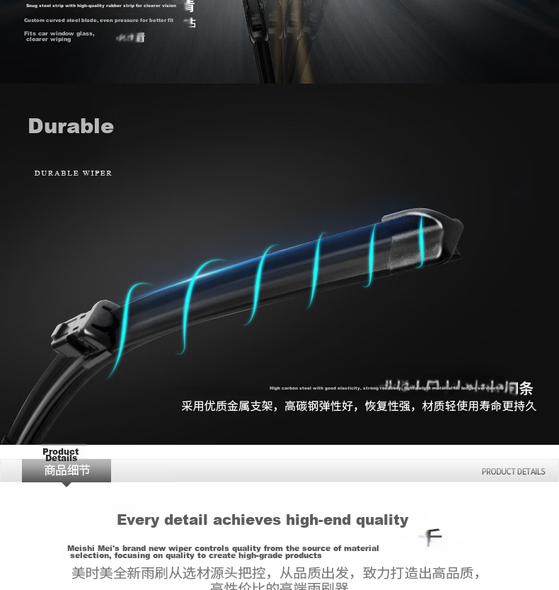 Meisim Windshield Wiper for Volkswagen New Jetta (2016-2019)/New Roewe 360 (2015-2018), Haval H2 Wiper Blade 3