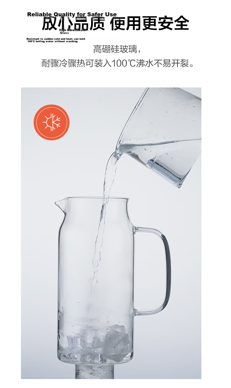 LOCK&LOCK Transparent Lid Cold Water Pitcher, Glass Cold Water Pitcher with Handle for Tea Brewing, Large Capacity Heat-Resistant Cup for Home Use, 1.3L 5