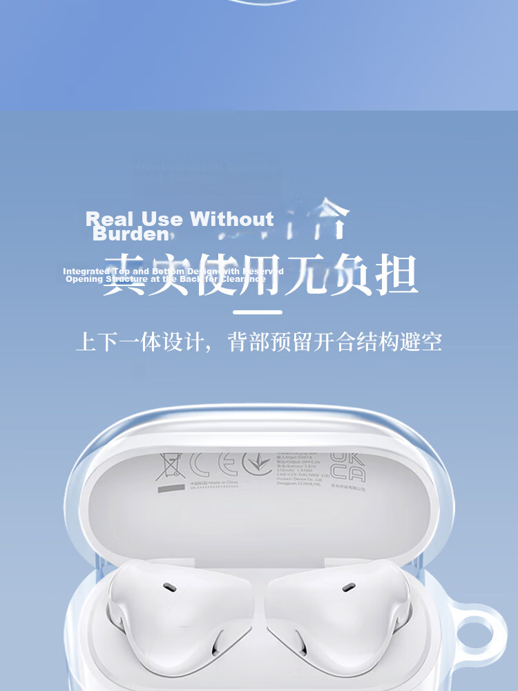 ESCASE Huawei FreeBuds SE3 Protective Case Transparent Bluetooth Earphone Storage Box Silicone Soft Cover Full Protection Anti-Drop Ultra-Thin Case Transparent with Anti-Lost Strap 6