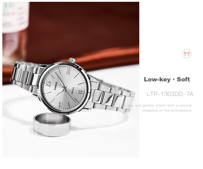 Casio Women's Quartz Watch with Steel Band And Analog Display, Simple Design, Water-Resistant Student Watch LTP-1335D 28
