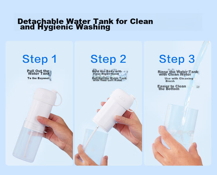 JD Jingzao Portable Oral Irrigator with 3 Nozzles Retractable Water Flosser Ultrasonic Teeth Cleaner Dental Plaque Remover Preventive Dental Care Gift for Teacher's Day Birthday Couples Holiday 12