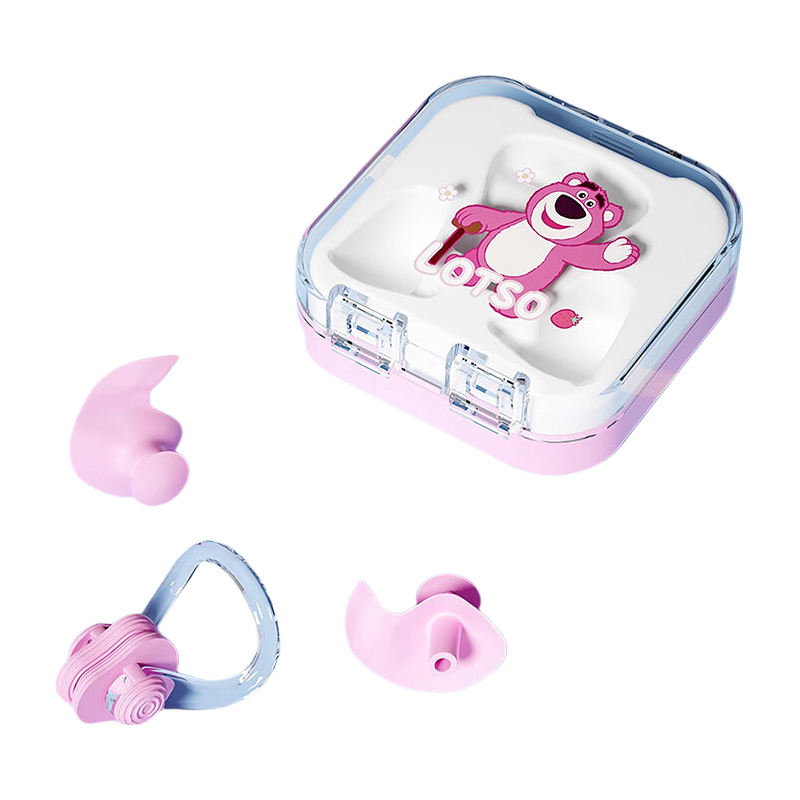 Disney Kids Swimming Nose Clip and Earplugs Water-Resistant Anti-Choking Swimming Bathing Set D95650 Pink