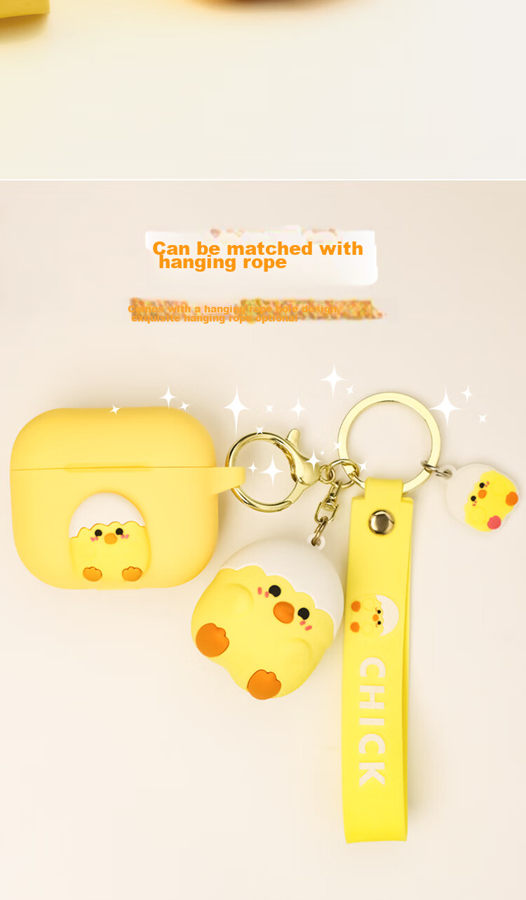 Aolang Protective Case for AirpodsPro2, Compatible with Apple Pro 1/2 Wireless Bluetooth Earphones, Full Coverage Silicone Shockproof Cartoon Creative Soft Shell, Vibrant Yellow Cute Pet Chicken Desig 7