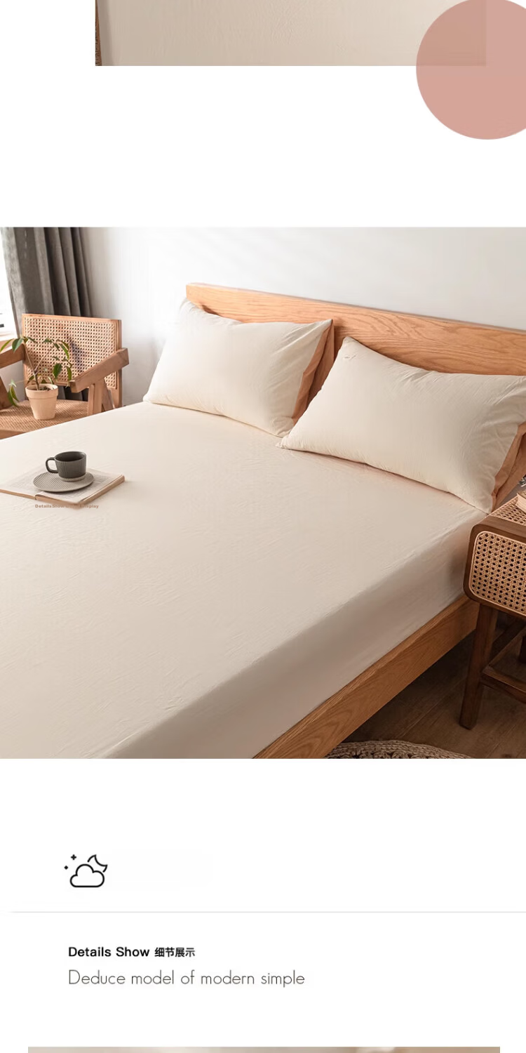 Wuyinliangpin Class A Pure Cotton Fitted Sheet, Single Piece Mattress Protector, All-Inclusive Dust Cover, Khaki, 1.5 Meters 9