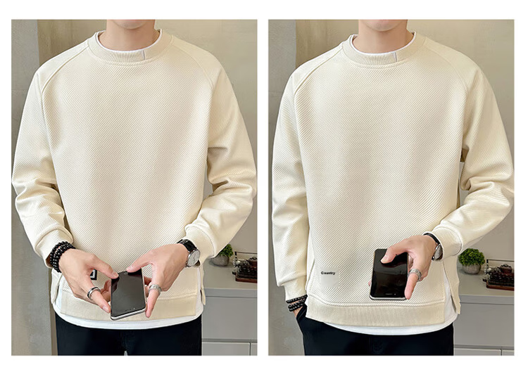 PLAYBOY Sweatshirt for Men, Autumn Long-Sleeve T-Shirt, Loose Casual Sports Jacket, Trendy Men's Top, Base Layer 13