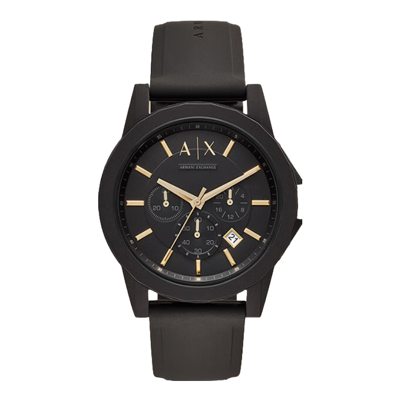 ARMANI EXCHANGE Men's Black Knight Three-Eye Dial Quartz Wristwatch, Gift for Men AX7105 Father's Day