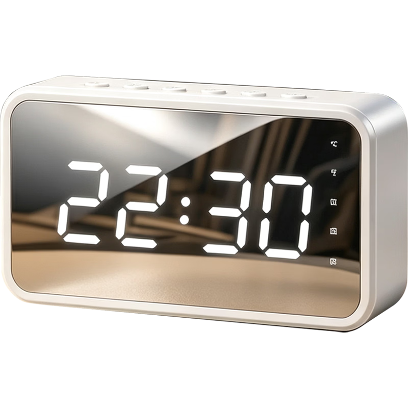 Aigo T28 Pro Wireless Bluetooth Speaker Smart Digital Clock Alarm All-In Music Alarm with Song Storage, Portable Student Home Desktop Subwoofer Speaker with Card Slot, White
