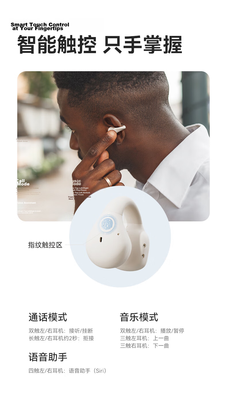Lanshidun Bluetooth Headphones, Bone Conduction Concept Wireless Earphones, Open-Ear Clip-On Headphones Not In-Ear, for Sports Running Cycling Gaming Calls Noise Reduction, Suitable for Apple, Black 13