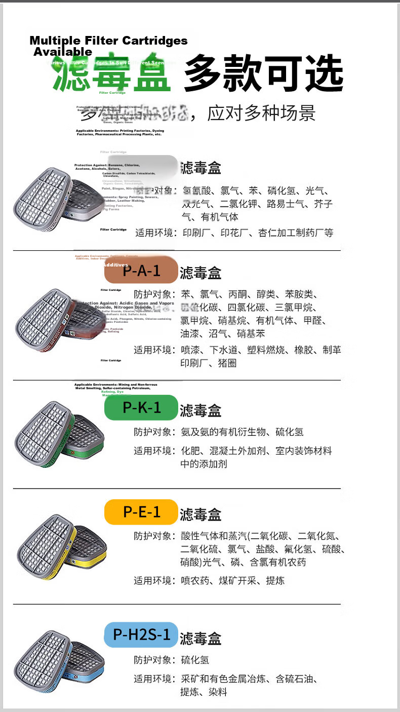 Leyoubai Easy Anti-Toxic Full Face Mask for Ammonia and Organic Derivative Gases, Dual-Purpose Dust and Toxic Mask for Fertilizer Plant Chemical Industry, Firefighter Respirator Mask 8