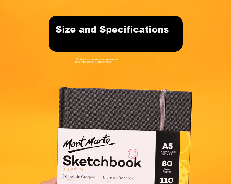 Mont Marte A5 Sketchbook 80 Sheets Thickened Art Colored Pencil Drawing Book Children's Drawing Hand-painted Sketchbook Student Drawing Notebook Journal 18