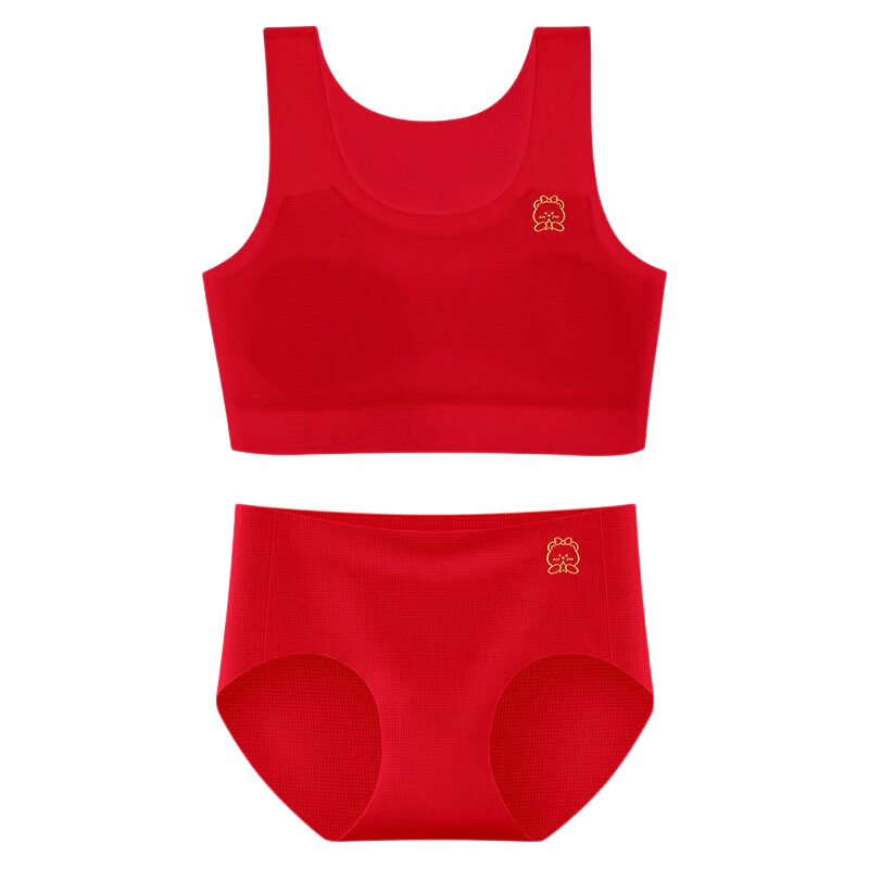 Mei Ya Ting 2-Piece Set New Year Girls' Elementary School Developmental Year of the Horse Red Vest Underwear Children's Girls Bra 3XL