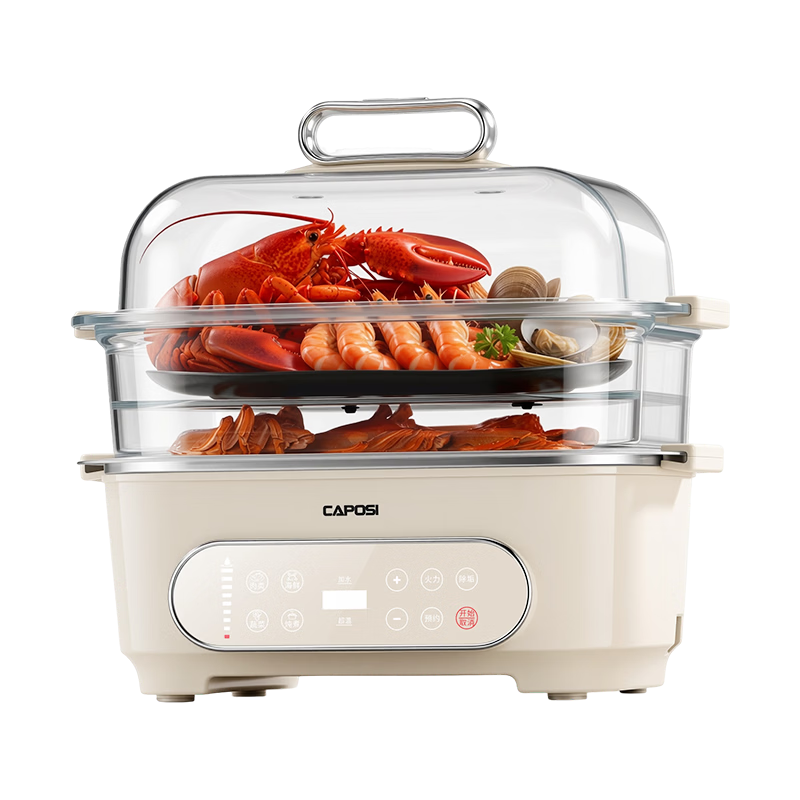 CAPOSI Germany [Flagship New Product] Glass Electric Steamer Multi-Functional Pot for Stewing, Steaming, and Cooking Detachable Split Design 0-Coating Steam Pot Large Capacity for 3-4 to 5-6 People Ho