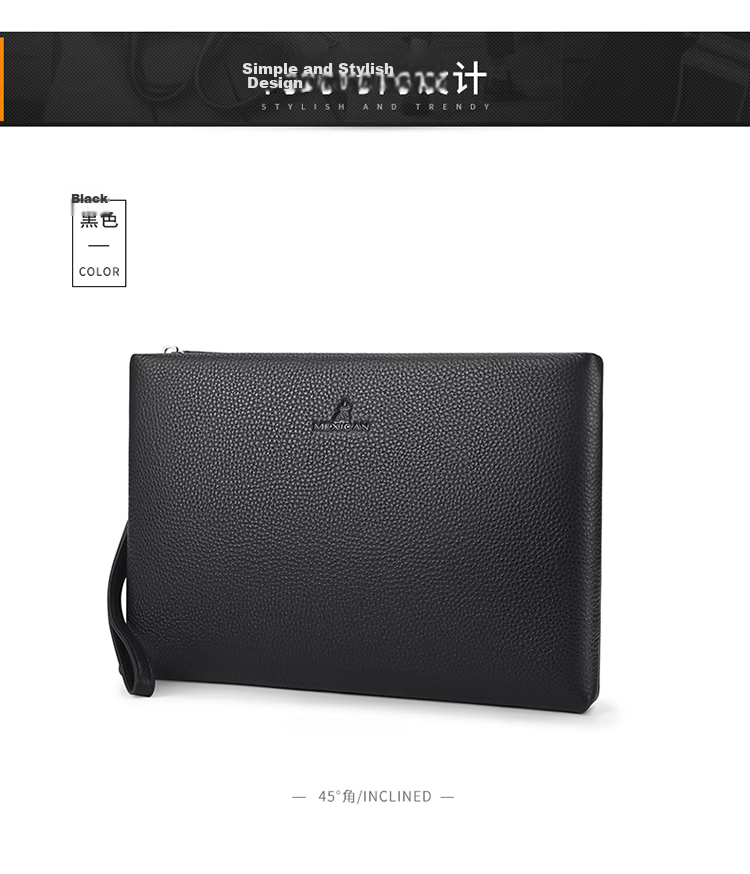 MEXICAN Men's Clutch, Top-Grain Leather Handbag, Multi-Card Slots, Zipper Envelope Bag, Wallet Clip, Birthday Gift for Me 10