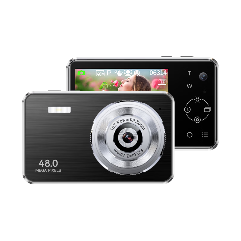BENJIE U9 Student Digital Camera Touchscreen Card Camera Metal Body Campus HD Travel Alternative CCD 64GB Black