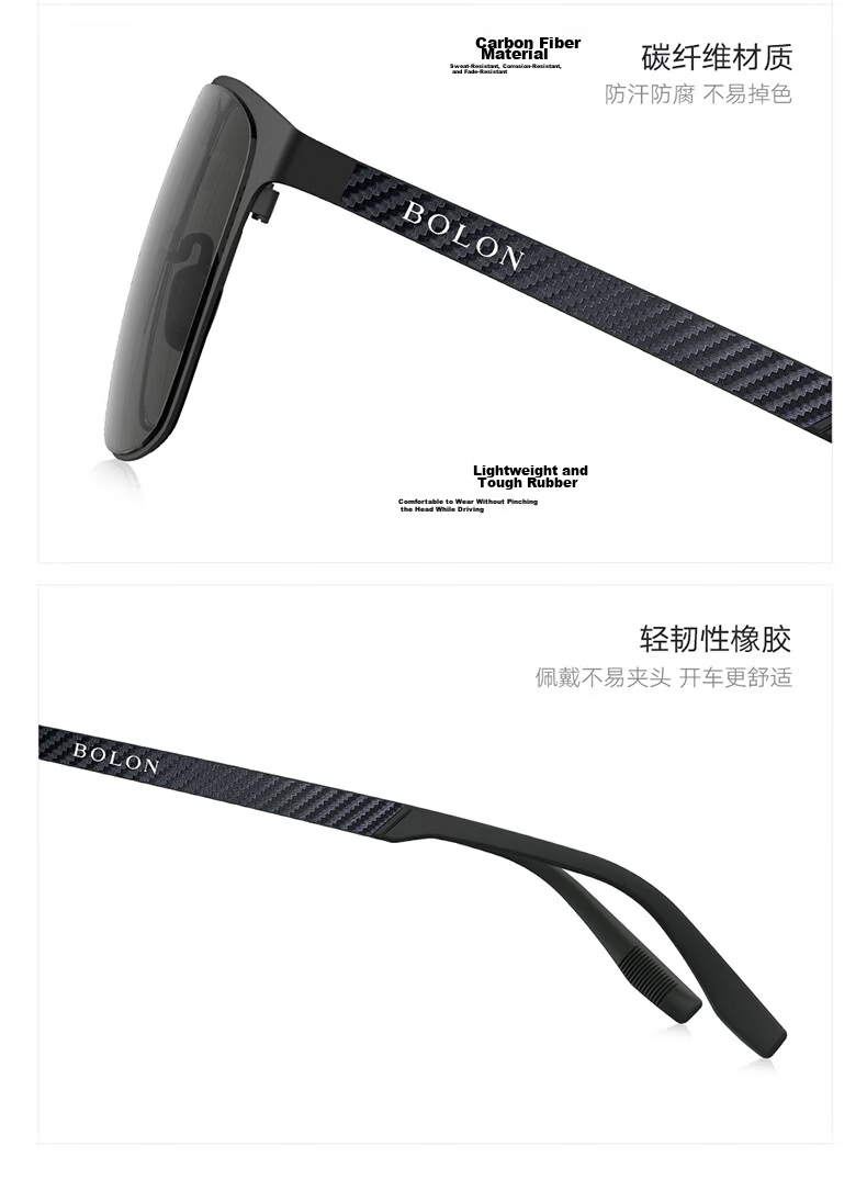 BOLON Polarized Fishing Glasses, Square Frame Sunglasses for Driving, Men's Sunglasses BL8125 C10 4
