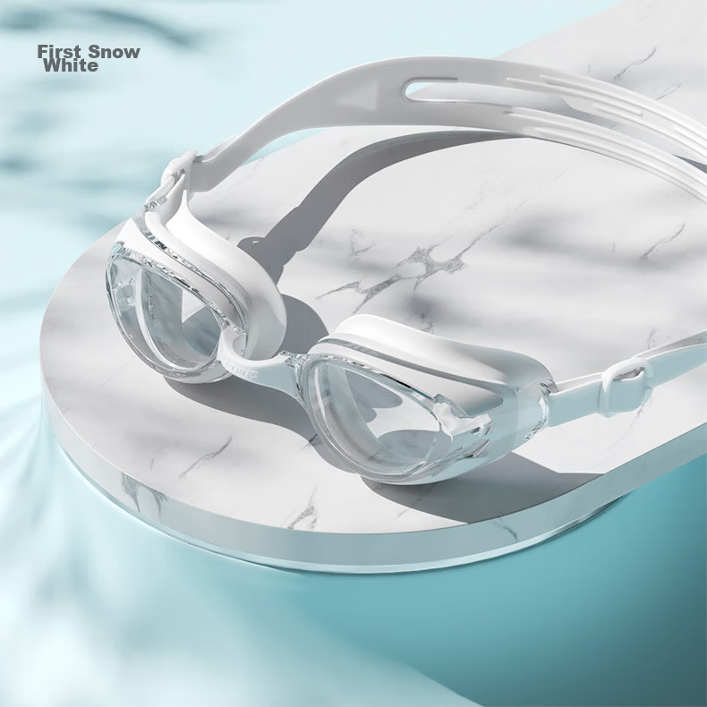 LI-NING Women's Swimming Goggles and Swim Cap Anti-Fog Men's High-Definition Swimming Glasses Prescription Swimming Goggles White 24-19 17