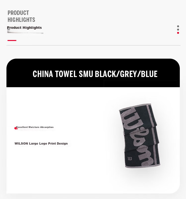 Wilson Sports Towel CHINA TOWEL SMU BLACK/GREY-WR8432901001 4