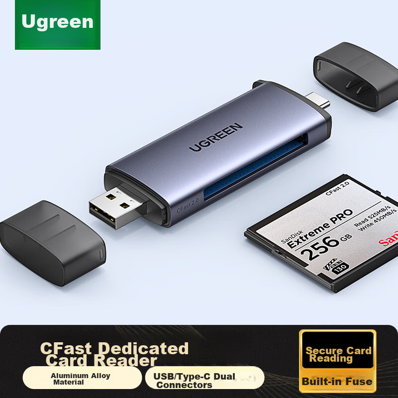 UGREEN USB High-Speed CFast Card Reader USB/Type-C Dual Interface OTG for PC and Mobile Professional DSLR Camera Memory Card Compatible