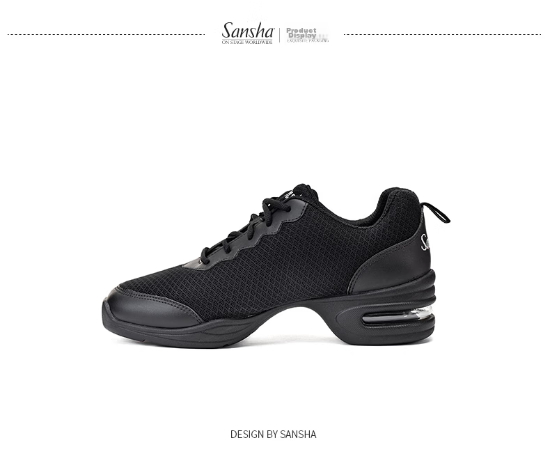 Sansha Women's Soft-Soled Mesh Dance Shoes for Modern Dance, Square Dancing, And Jazz Dancing, Breathable H26M Black Size 36 6
