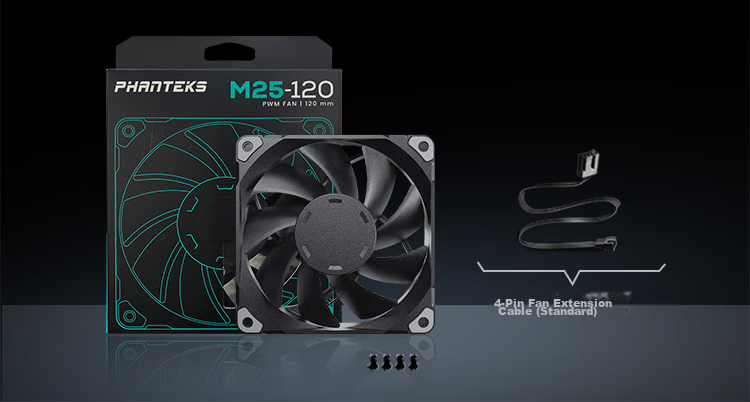 PHANTEKS M25 Elegant Black 14cm Desktop Case Cooling Fan X3 Bundle (FDB Hydraulic Bearing, Series Connection Cable, 4-Pin PWM Temperature Control, Enhanced Airflow) 16