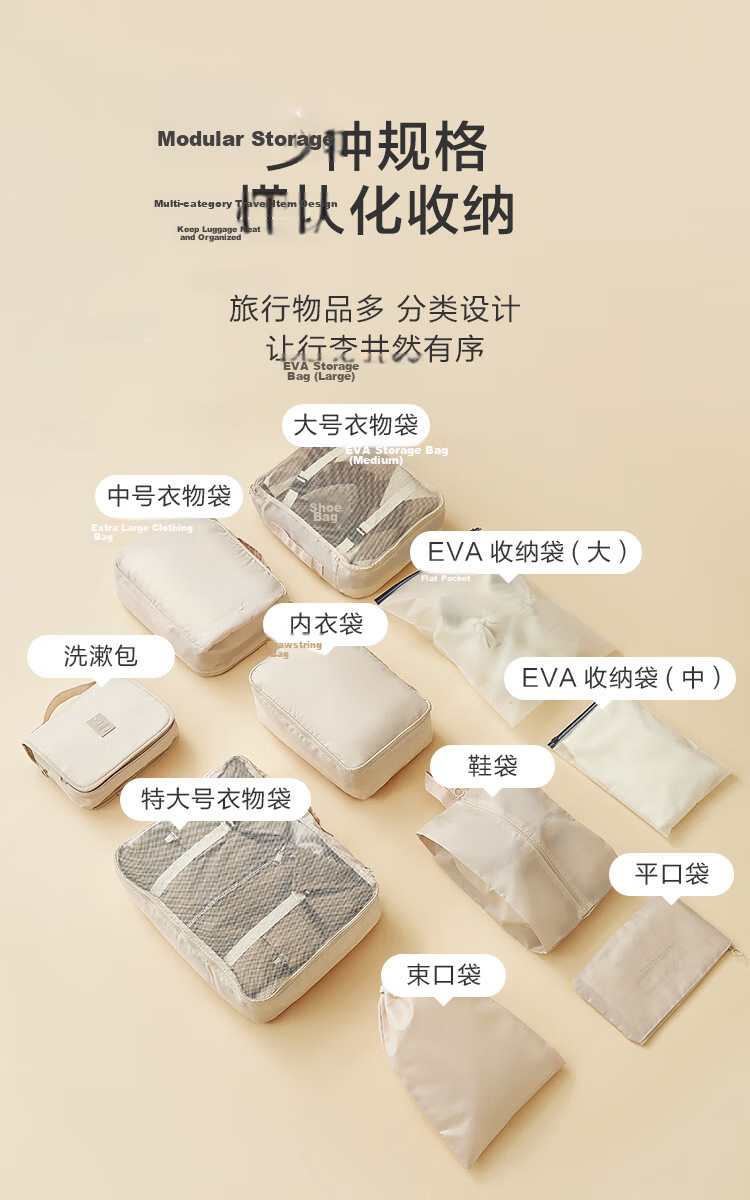 JD Original Travel Storage Bags, Clothes Sealing Bags, Transparent Waterproof Luggage Organizer Pouches, 15 Pieces 5
