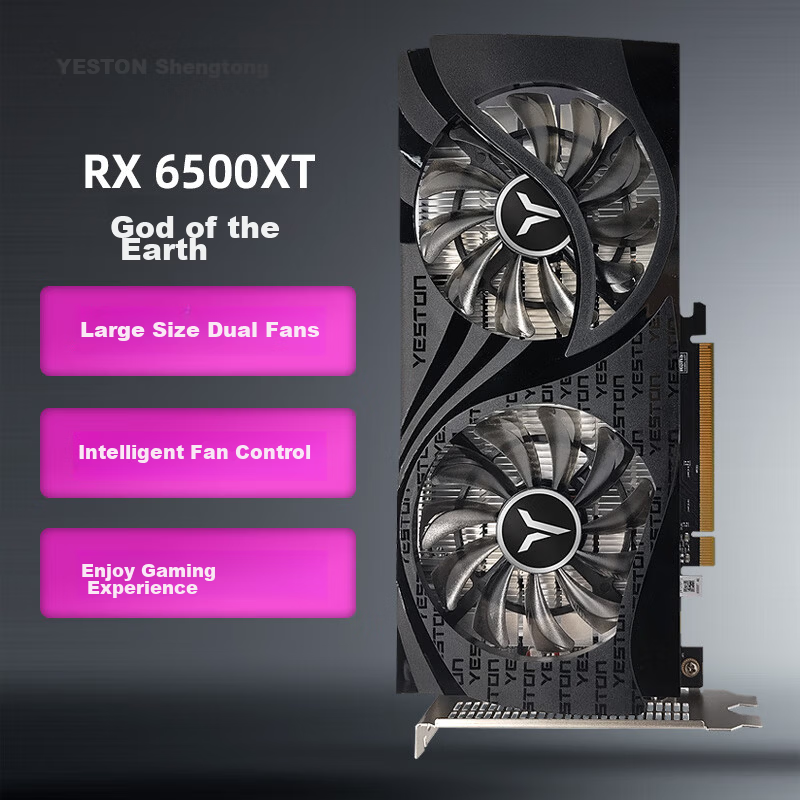 Yeston AMD RADEON RX 6500 XT 4GB GDDR6 Earth God 6nm Gaming Graphics Card